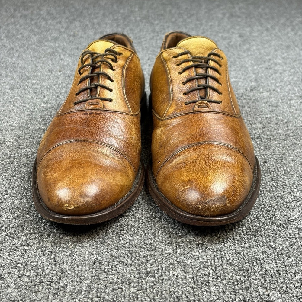 Alan Payne Handmade Italian Leather Cap Toe Oxford Shoes Mens Size 9 Brown Blake - Picture 3 of 14
